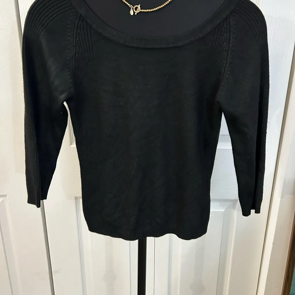 Take Out Side panel ribbed Sweater! Soft & comfy like cashmere Black Size M - Image 2