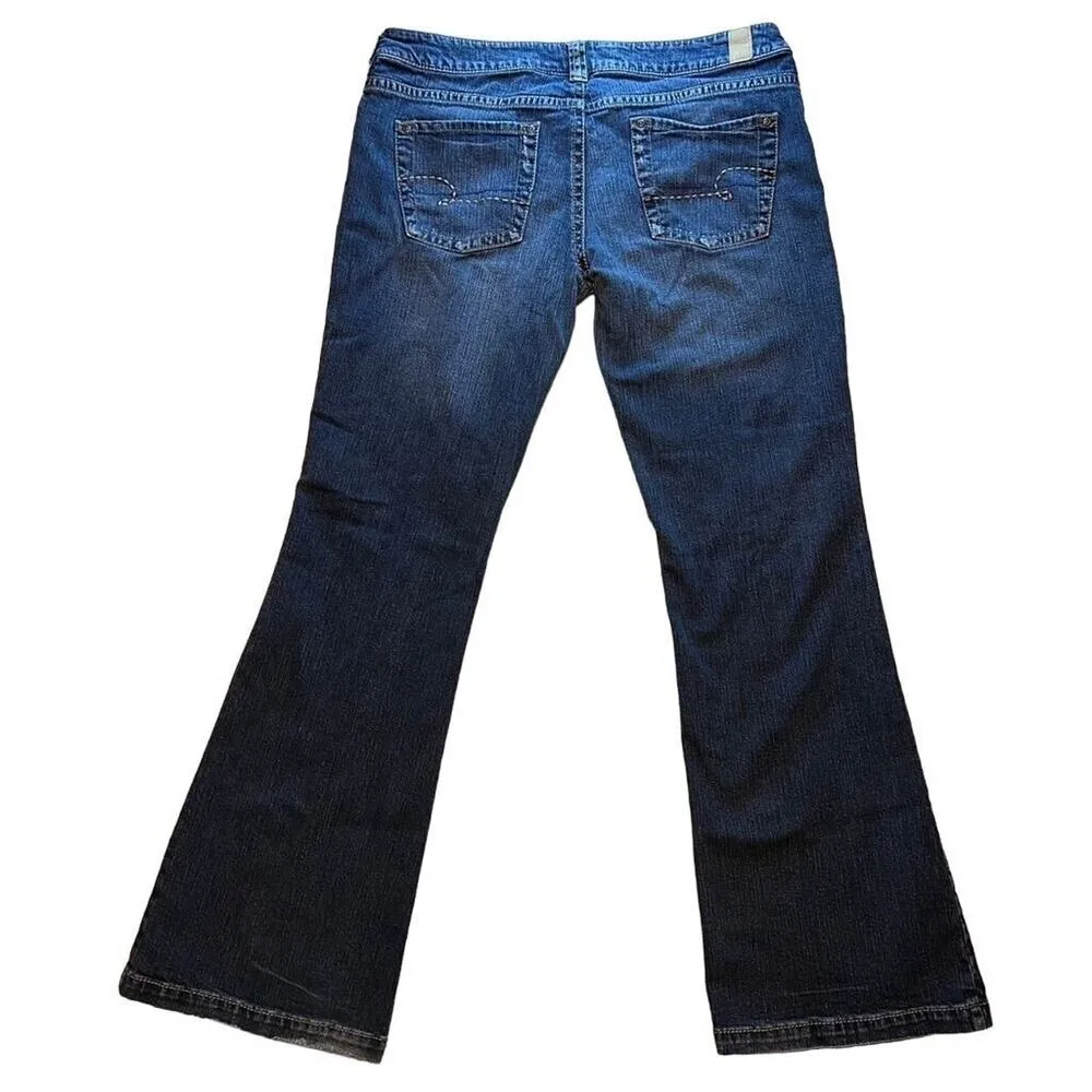 Maurices Womens Denim Blue Jeans Jacie Flare Leg Lightly Distressed 15 16R - Image 4