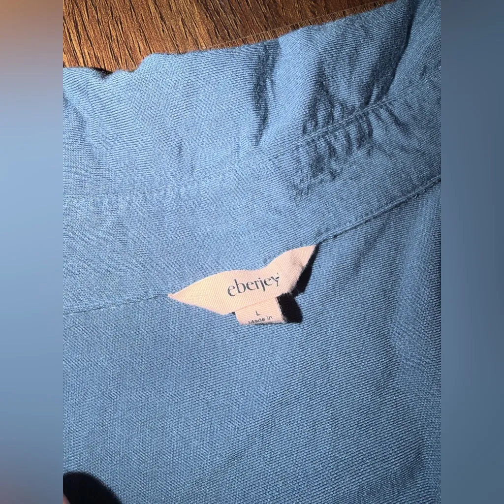 Gisele Long Sleeve Sleep
Shirt
Eberjey blue L nwot pj cozy $140 casual lounge - Image 6