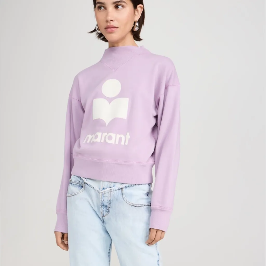 ISABEL MARANT ETOILE Moby Sweatshirt in Lilac Ecru size 42 Graphic - Image 4