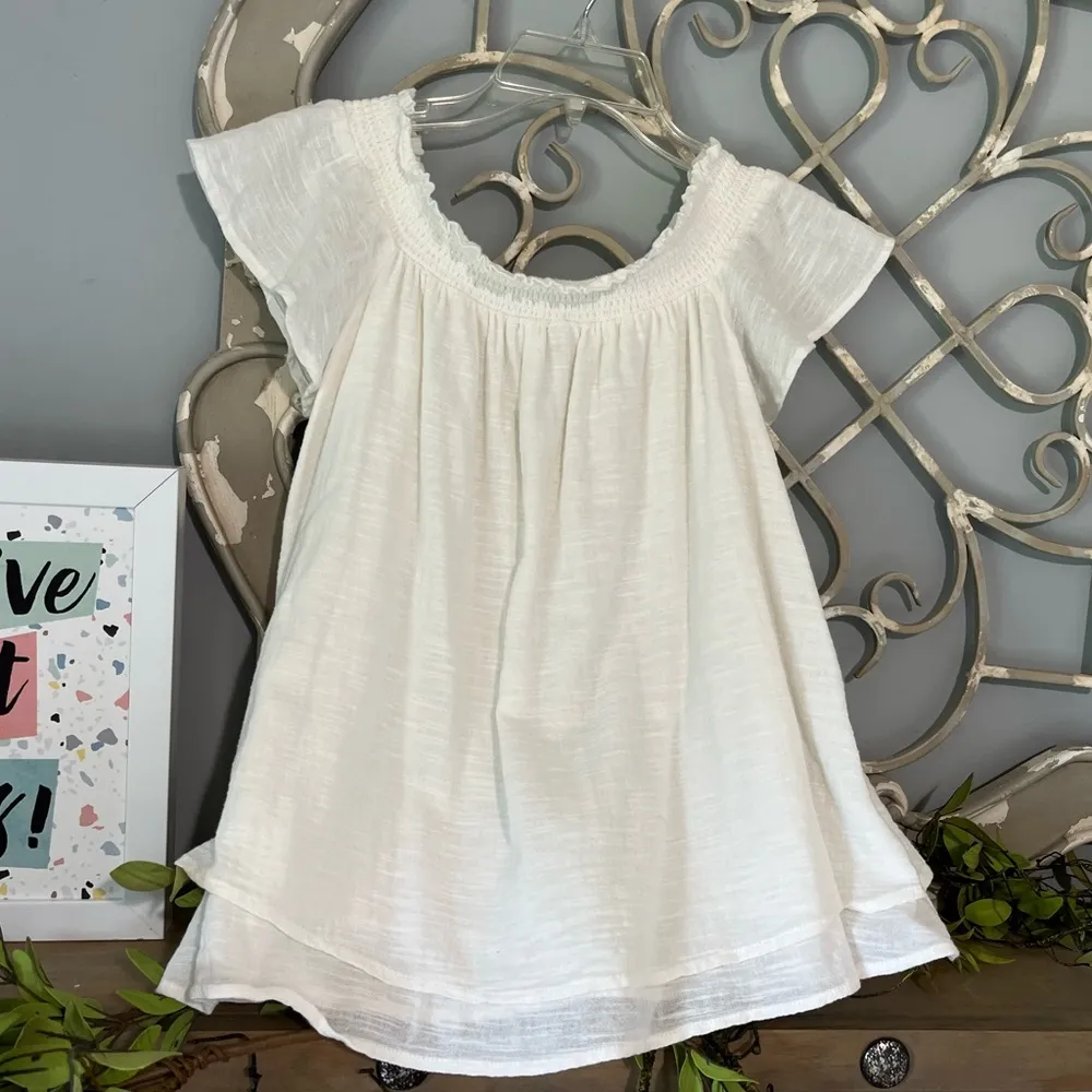 White Cotton Top Smocked Flowy Peasant Shirt Crown & Ivy Womens Small - Image 3