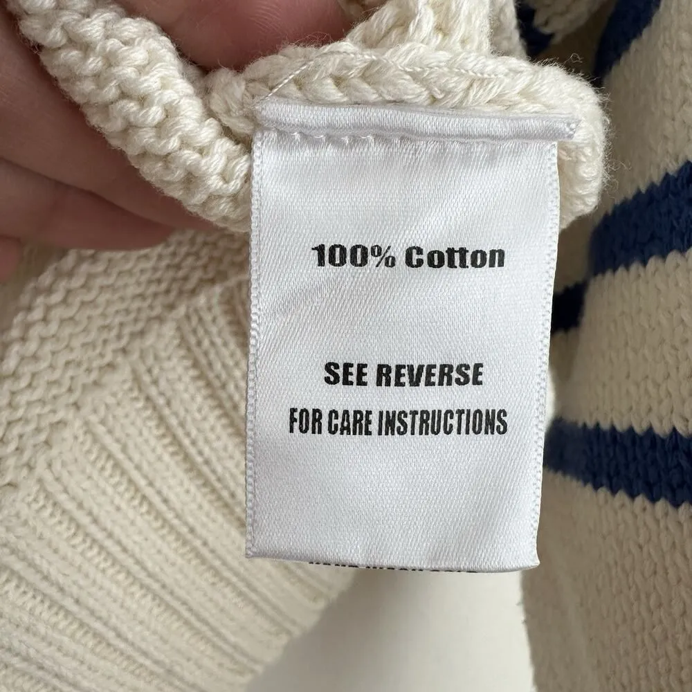 Marea by Liz Joy Lake Sweater Medium Striped Sailor Coastal Tennis Quiet Luxury Blue - Image 7