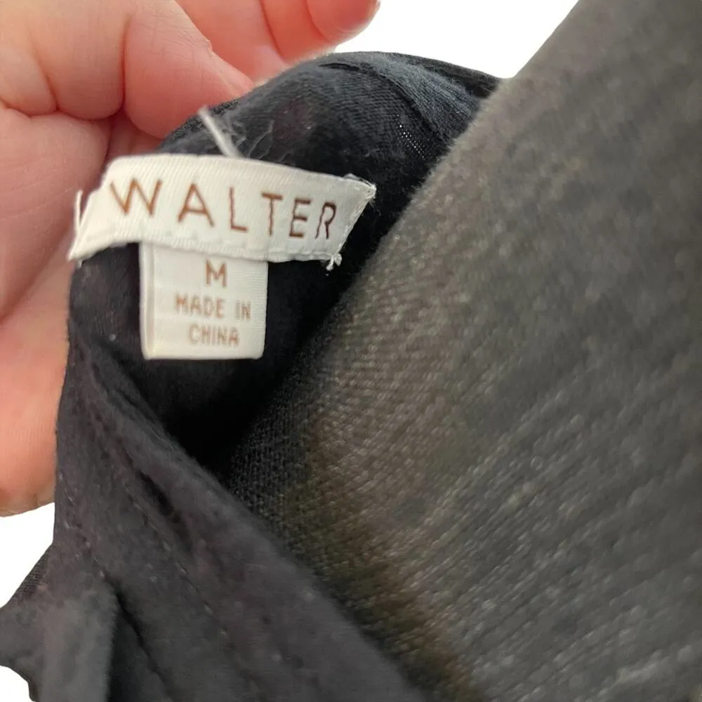 Walter Black Button Down Short Sleeve Midi Dress Size M - Image 3