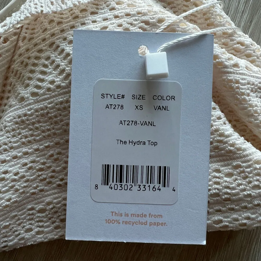 Andie Swim Hydra Bikini Top Extra Small Vanilla Cream Crochet Lace Ruffled - Image 2