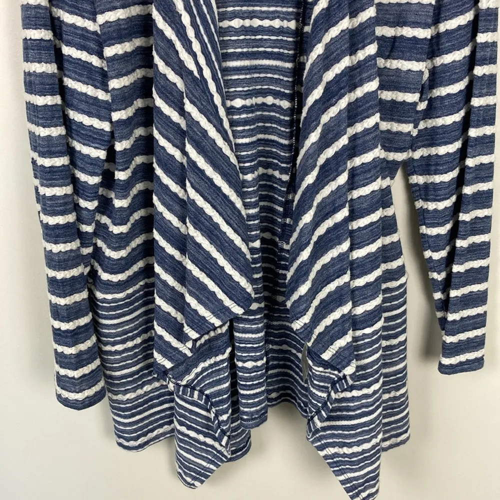Chicos Striped Cardigan Sweater Flowy Women’s Size XL Cotton Blue White - Image 5
