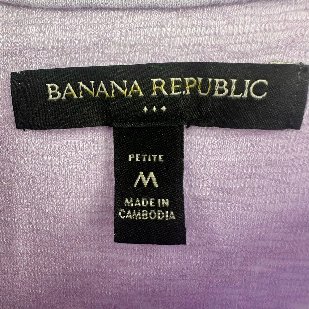 Banana Republic Size Medium Petite Shirt Purple Ruffle Sleeve Solid Casual Daily - Image 3