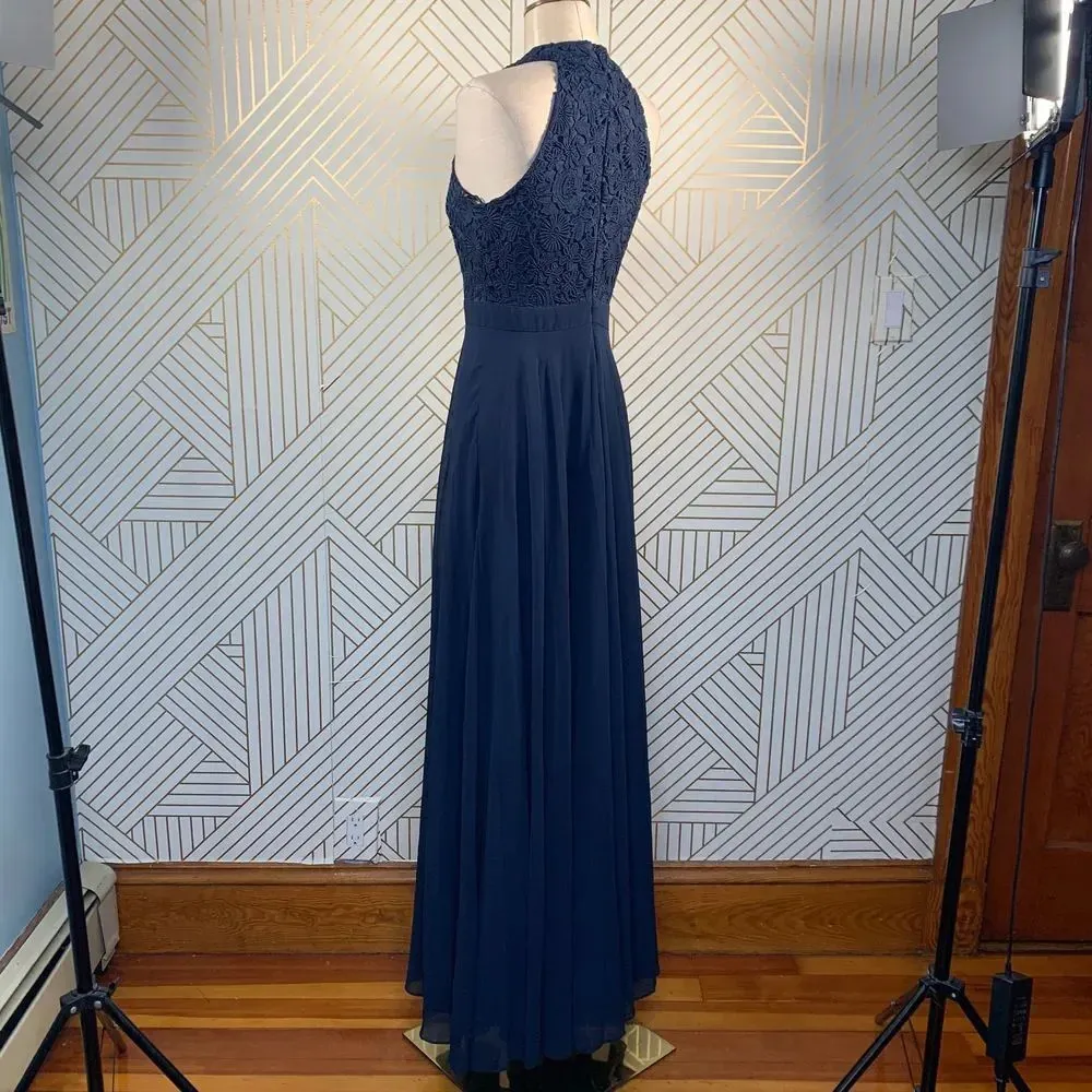 Lulus  Love‎ Poem Lace Halter Gown in Navy Blue - Image 7