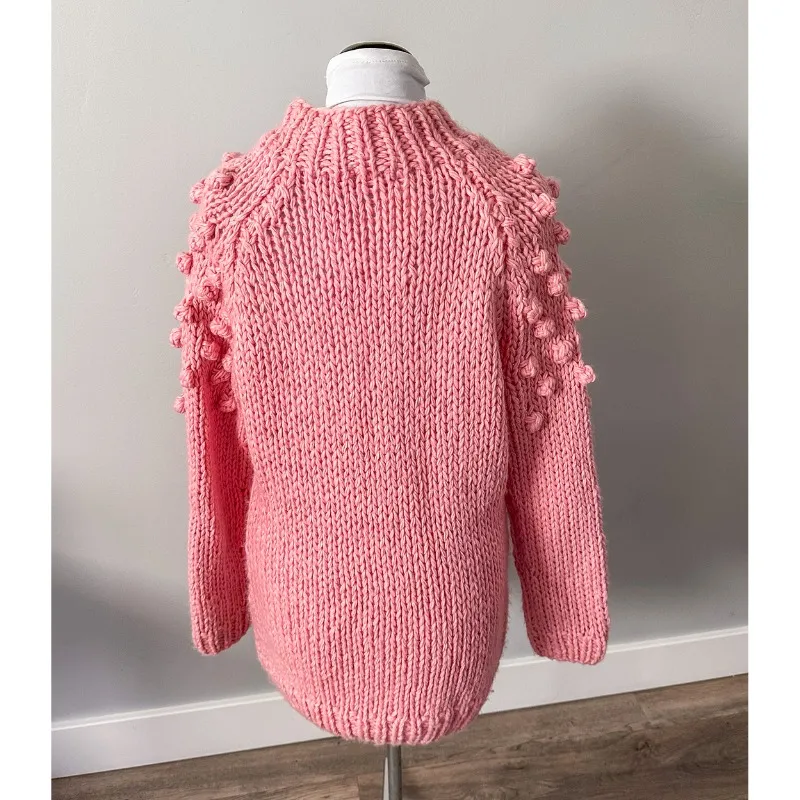 Oddi Pink Cotton Chunky Knit Pom Pom Sweater - Image 5
