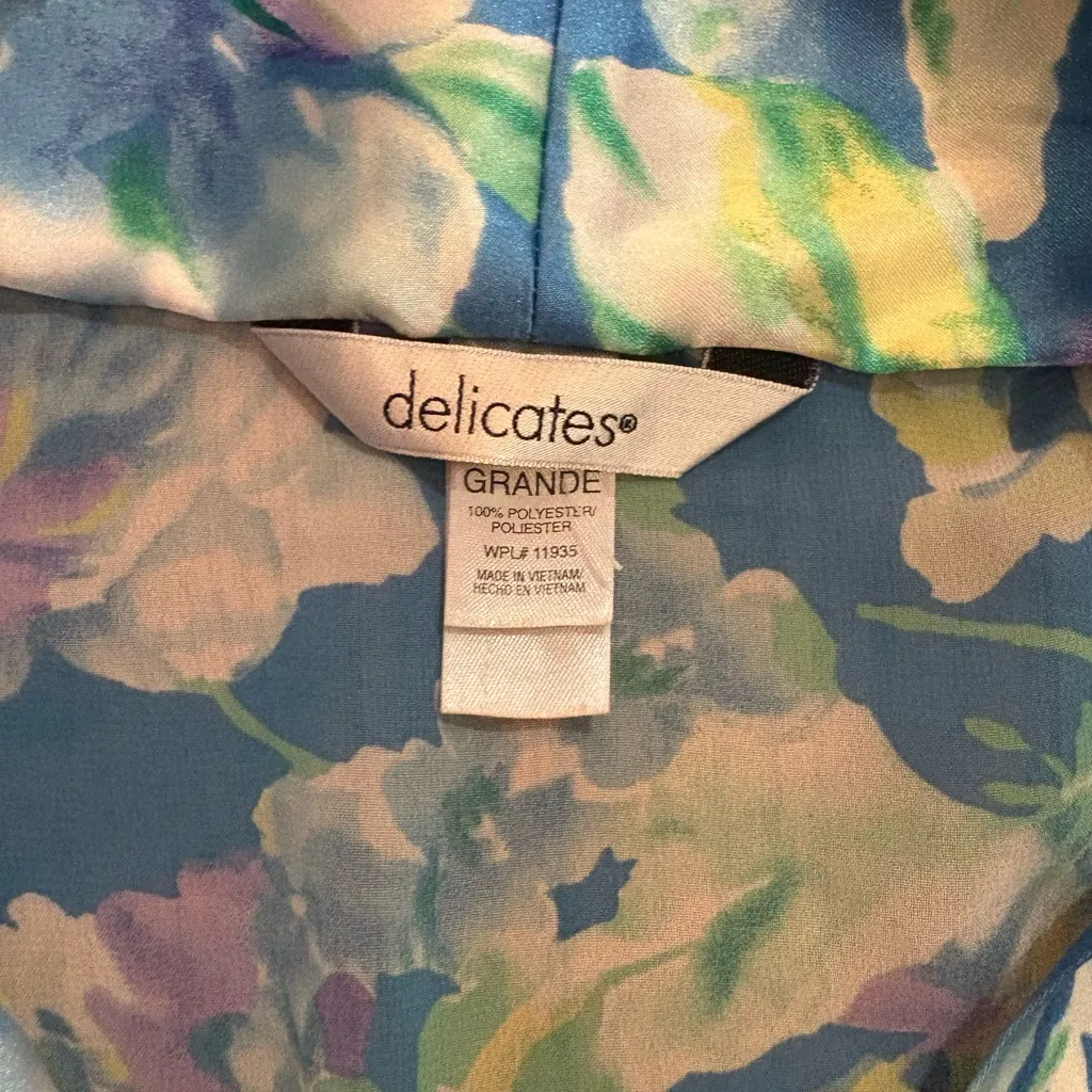 Vintage 90s Delicates Vibrant Blue Floral Kimono Robe - Image 4