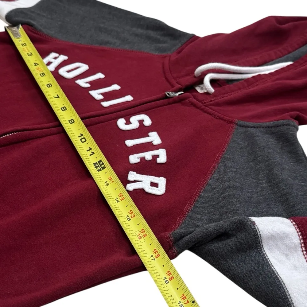 Hollister Y2K Spellout Zipper Hooded Jacket Academia College Size M - Image 8