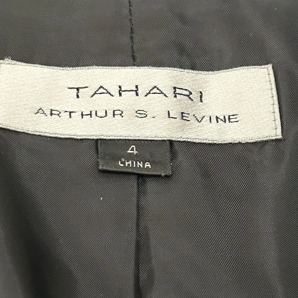 Tahari ASL Size 4‎ Women's Blazer Jacket Dark Blue Denim Look Business Casual - Image 9