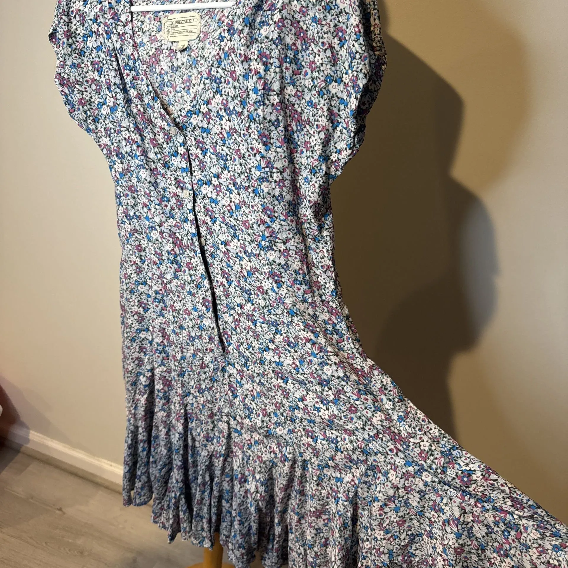 CURRENT ELLIOT‎ - swing  floral dress with mini ruffle hem size 1 - Image 4