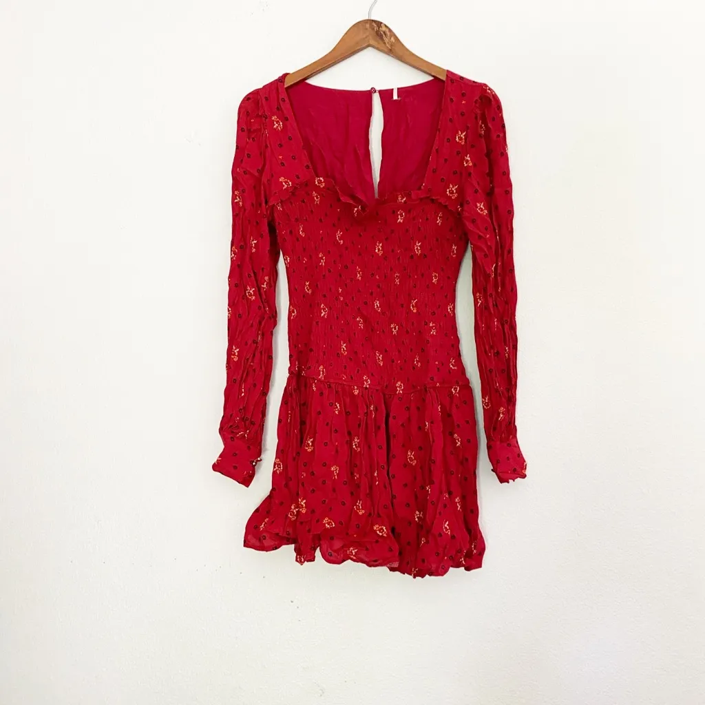 NWT Free People ‘Two Faces’ Print Mini Dress Red - Image 5