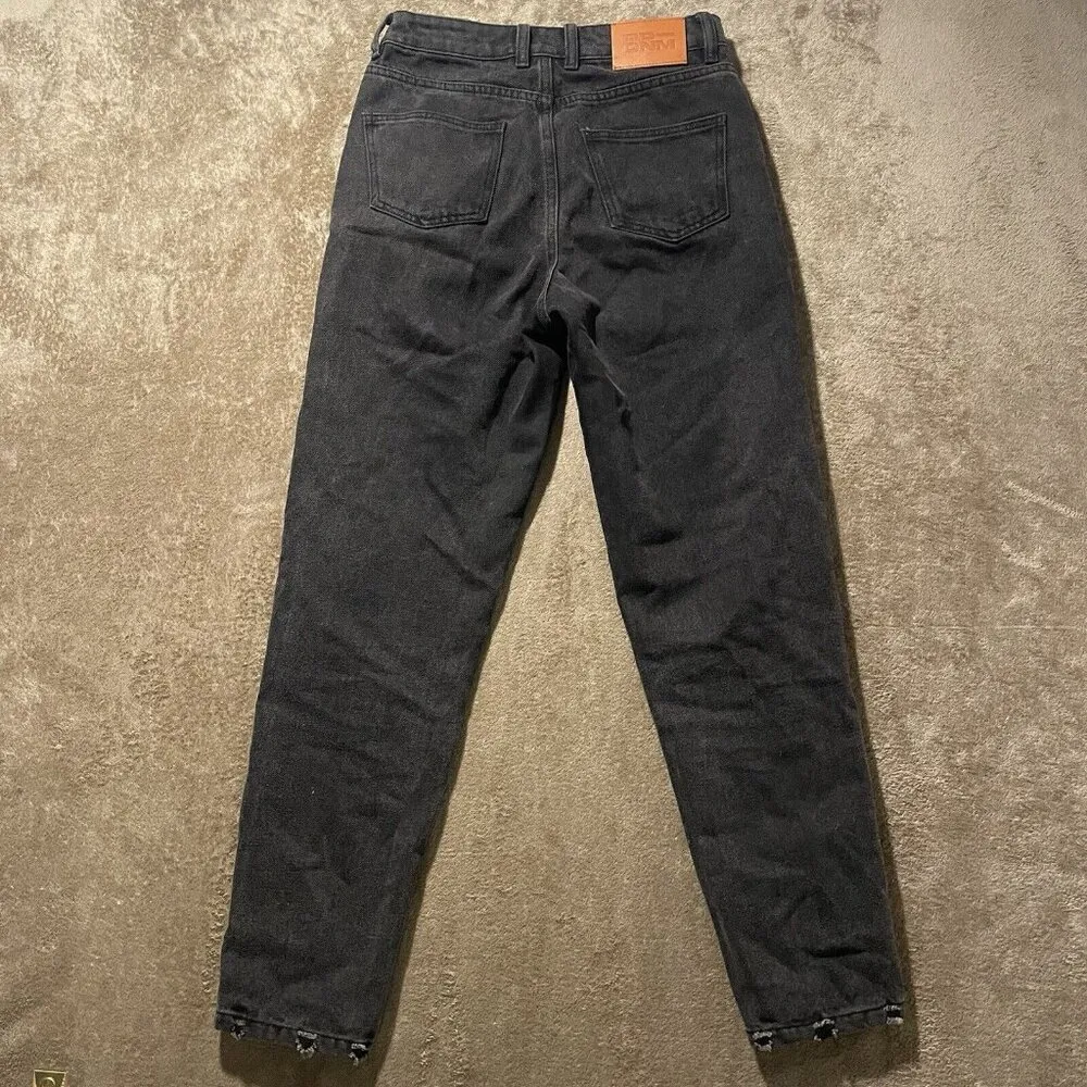 Princess Polly ZAIDEN STRAIGHT LEG JEANS BLACK Charcoal DENIM Size 4 Women - Image 3