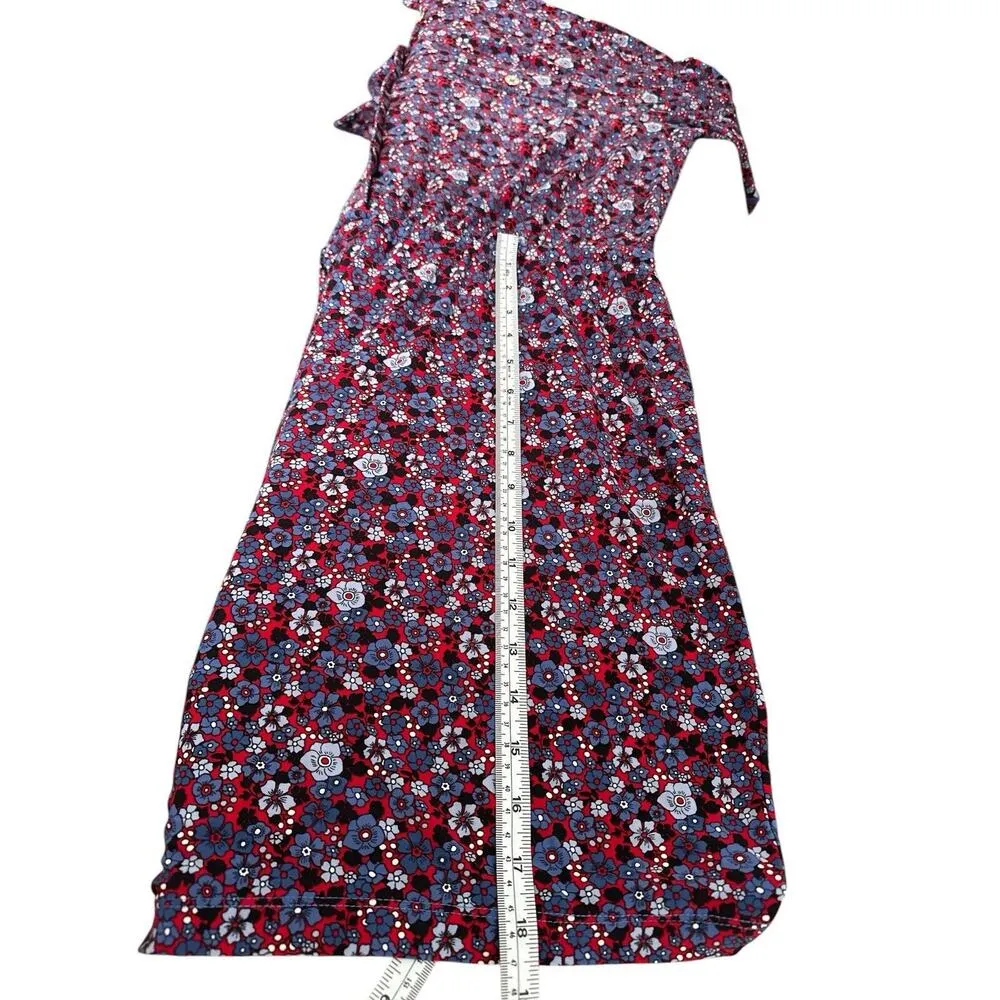 TOMMY HILFIGER Romper Shorts L Red Black Blue White Floral Drawstring Waist - Image 4