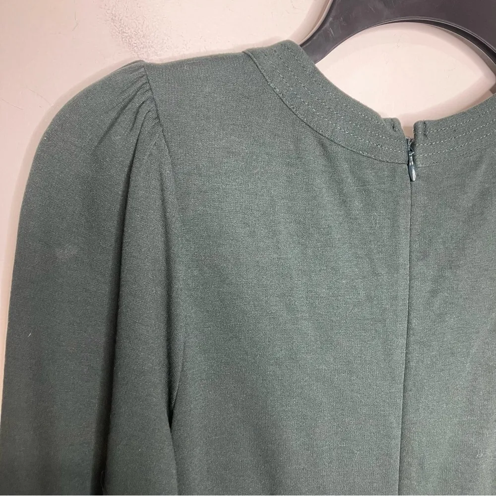Loft Petites dark‎ green fit & flare blouson dress long sleeve size 0P - Image 9