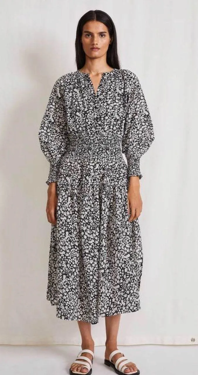 La Ventura Maxi Dress in Black and White Tiny Flowers - Image 5