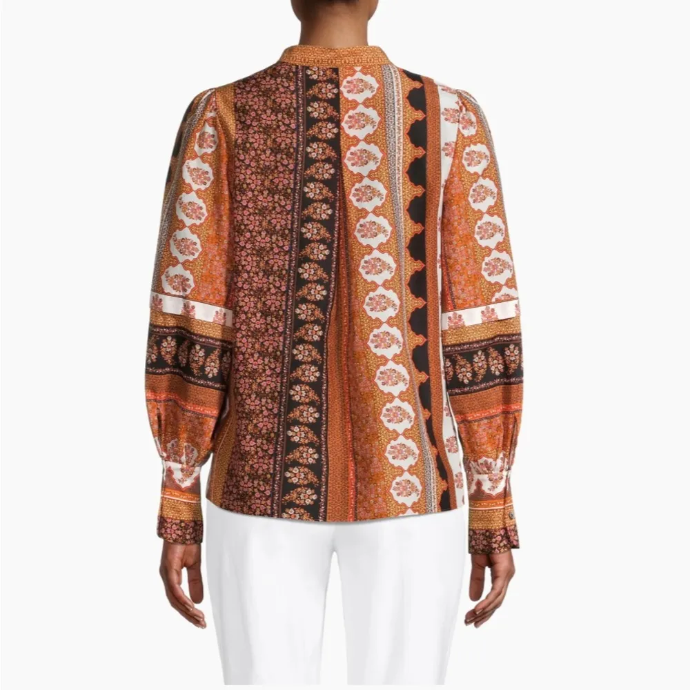 NWT Kobi Halperin Amy Printed Silk Blouse, Size L New w/Tag Retail $398 SOLD OUT Size L - Image 4
