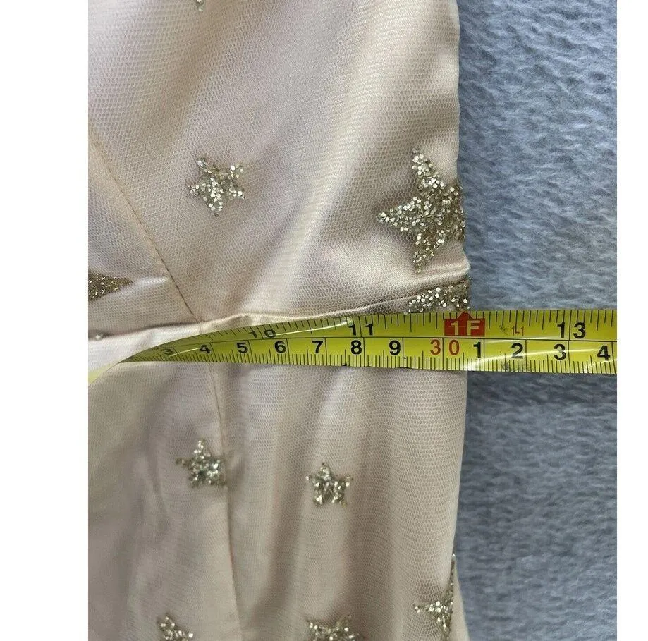 Angel Biba Women's Mini Dress Pink Gold Stars Strapless Size Small Lined - Image 8