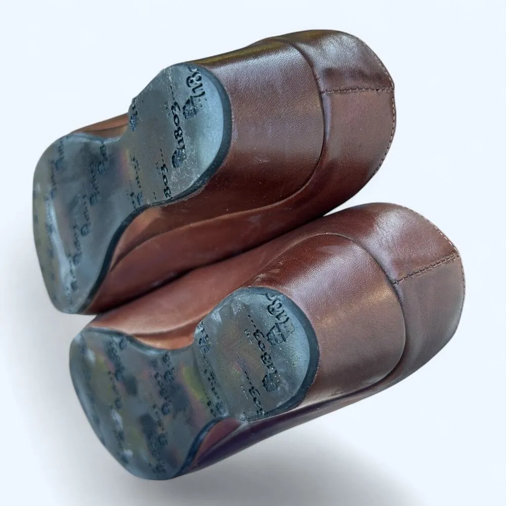 1803 Brown Leather Slip On Mule Comfort Shoes Made in Portugal Women's size 41 - Image 4