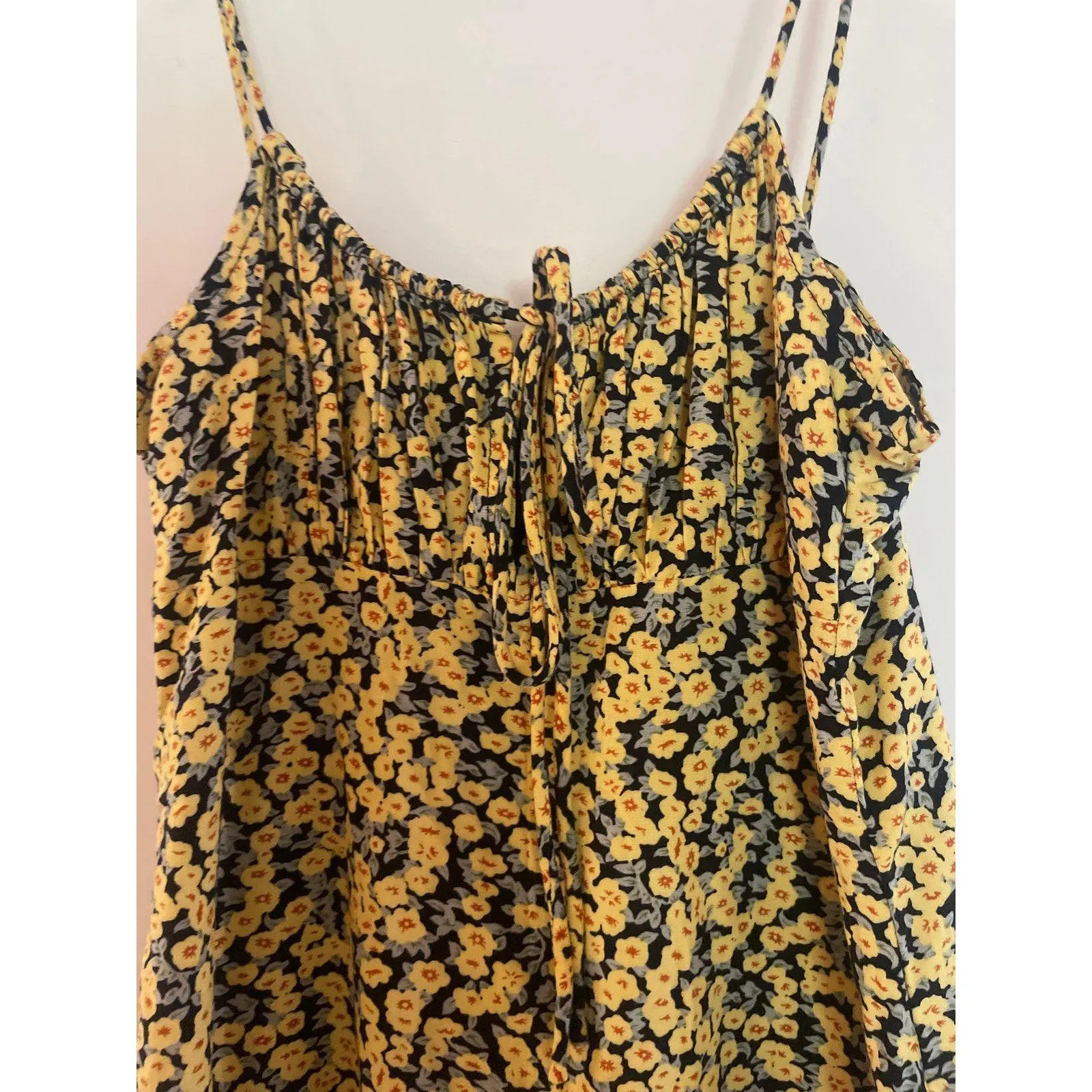 MOTEL Mala Mini Babydoll Slip Dress Ditsy Floral Milkmaid Size Small S Yellow - Image 4
