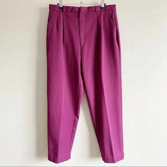 LORD ISAACS | Vintage Raspberry High Waisted Pleated Dress Pants Sz M Size M - Image 2