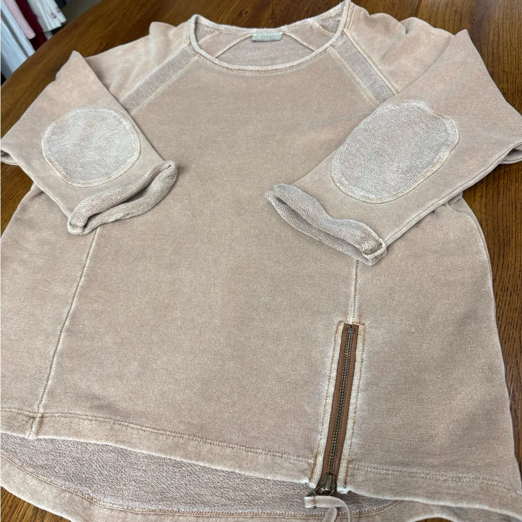 Wrap London Tan Hemp Cotton Tunic Sweatshirt Zip Hem Size 8 Medium Casual Boho - Image 10