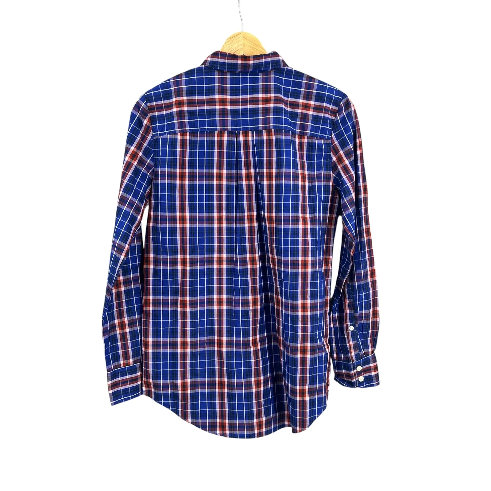 J Crew Womens Blue Red White Plaid Button Up Shirt XS Long Sleeve Cotton - Image 2