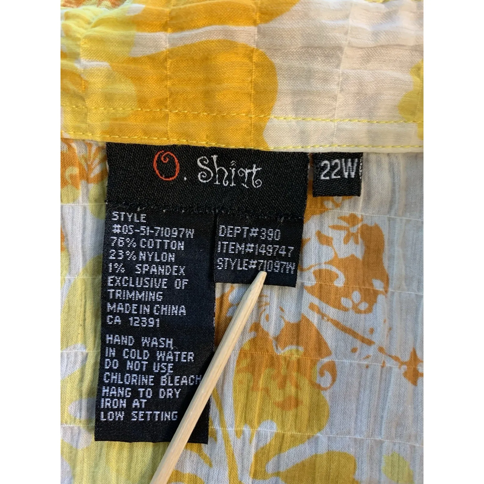 O Shirt Happy Yellow Crinkle Gauze‎ Blouse Womens Plus Size 22W Button Up Church - Image 4