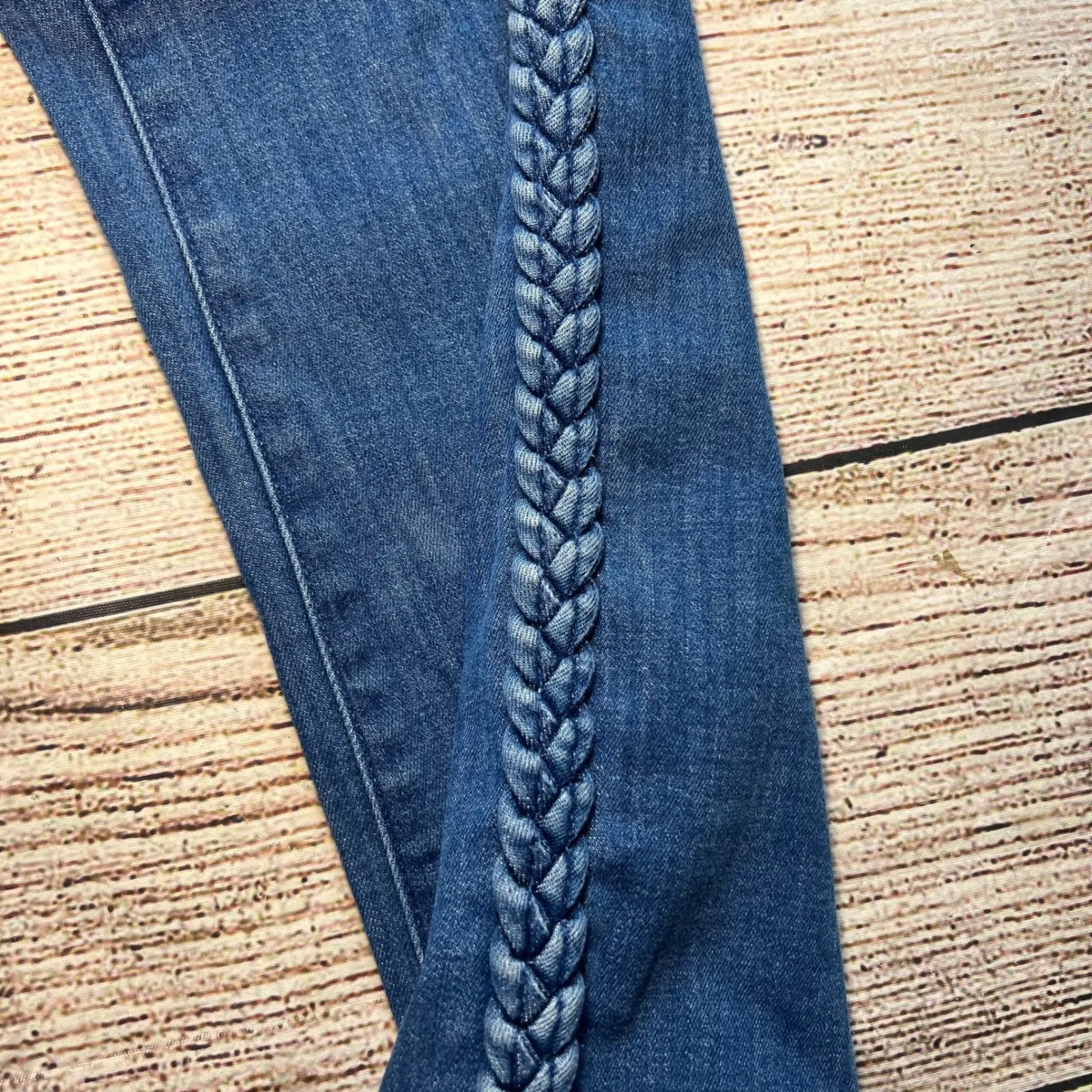 Lilly‎ Pulitzer Women's Denim Braided Trim Jeans Size 6 Low Rise Straight Leg - Image 2