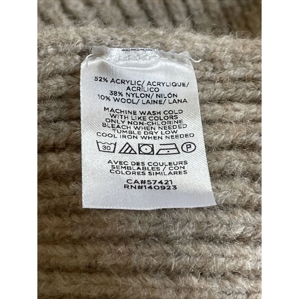 Loft Womens Sweater XS/S Beige Wool 1/4 Zip Poncho Minimalist Classic Chic Girly - Image 10