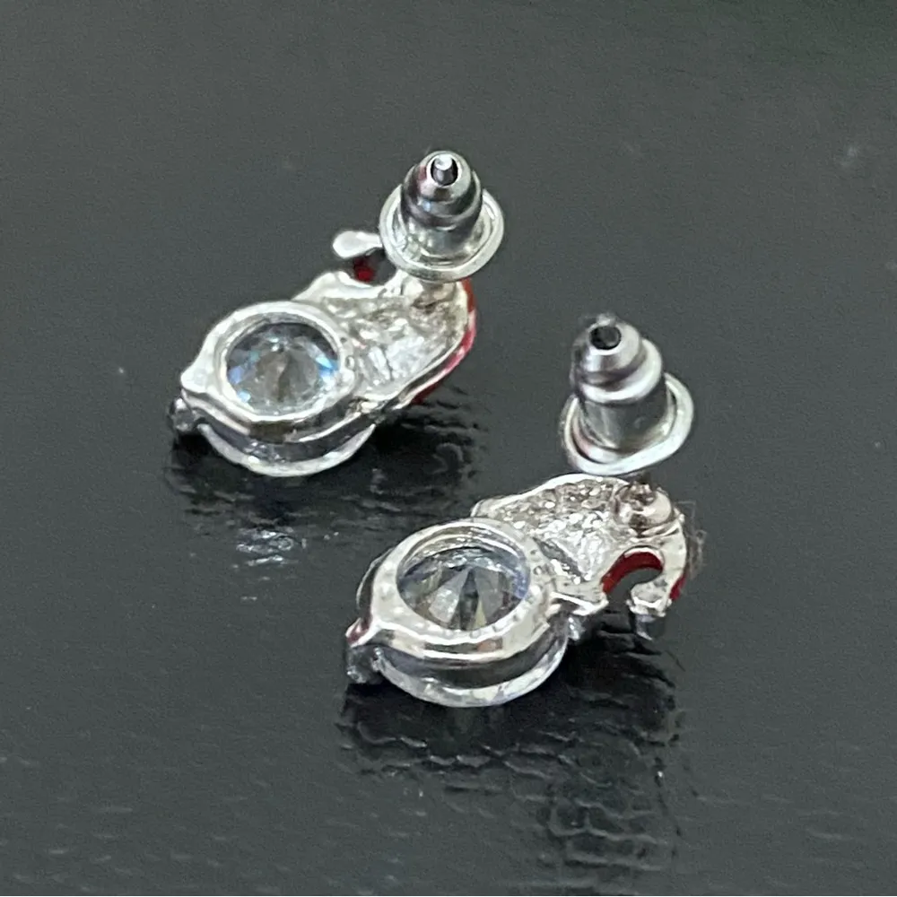 Adorable Enamel Santa Claus Hat Clear CZ Rhinestones Stud Earrings - Image 11
