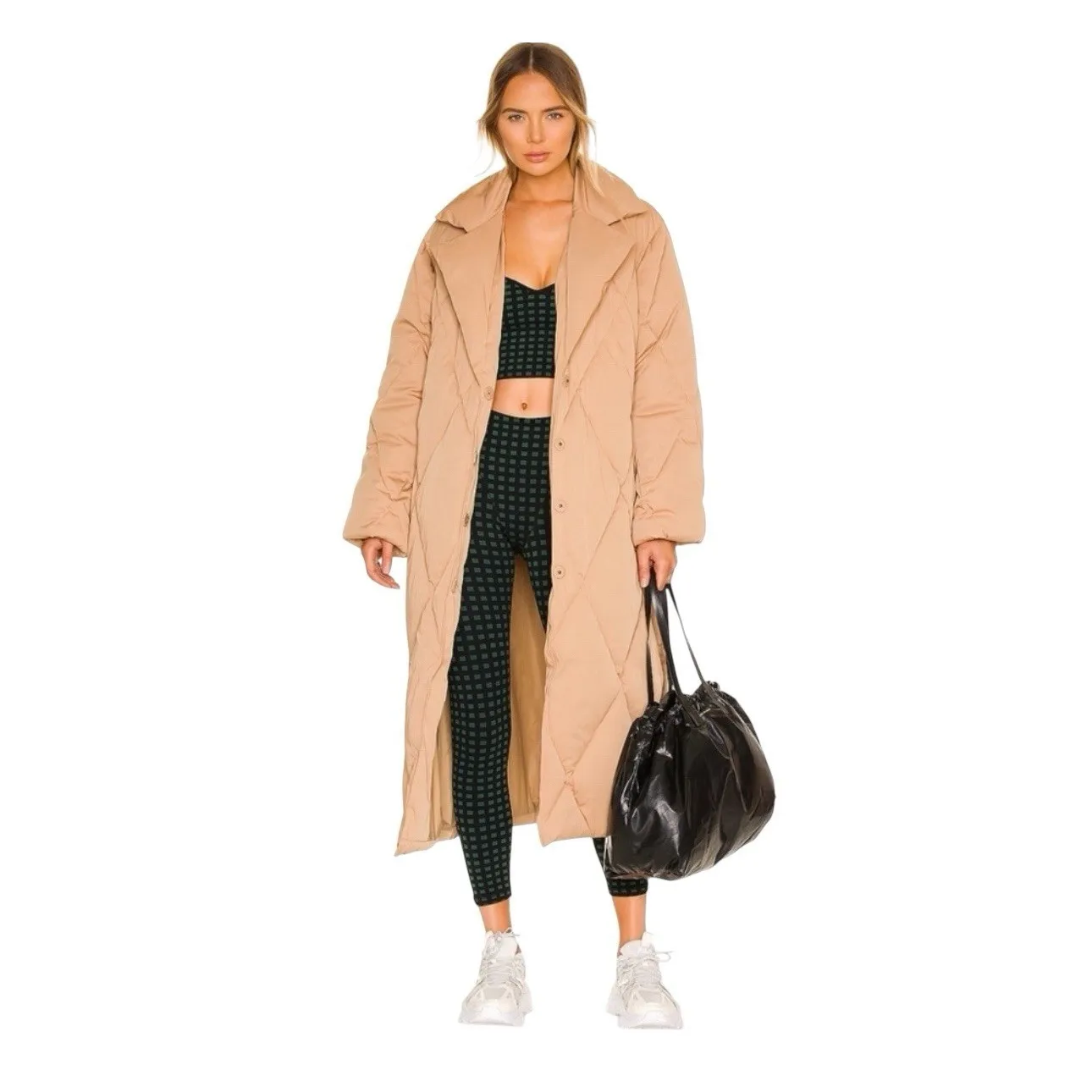 ADAM SELMAN SPORT FRENCH CUT BLACK GREEN JACQUARD GINGHAM LEGGINGS SZ‎ XS - Image 3