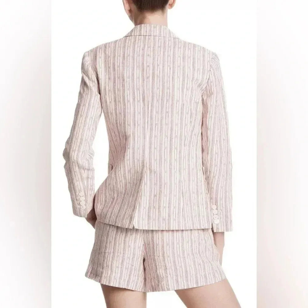 ATM Anthony Thomas Melillo Textured Linen Striped Schoolboy Blazer size 6 Red - Image 14