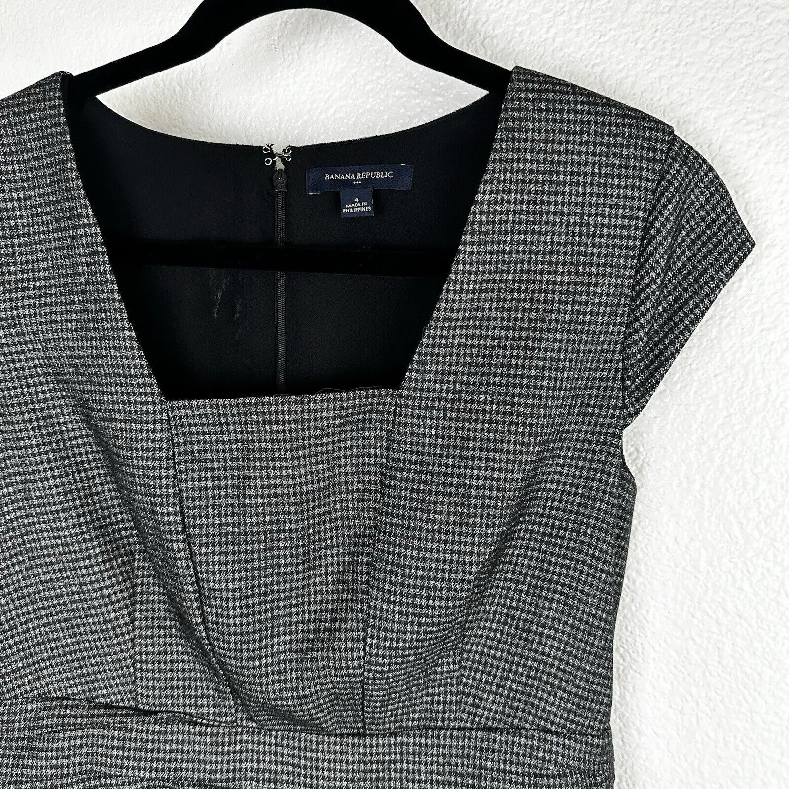 Banana Republic Factory Women's Houndstooth Cap Sleeve Sheath Dress Career - Image 3