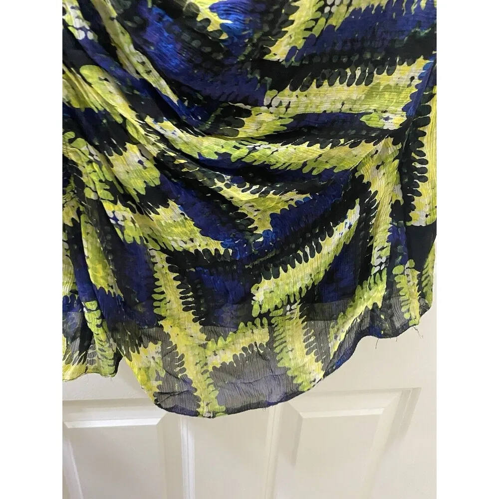 Etcetera Women’s 12 Yellow And Blue Floral Sleeveless Blouse Ruffle - Image 5