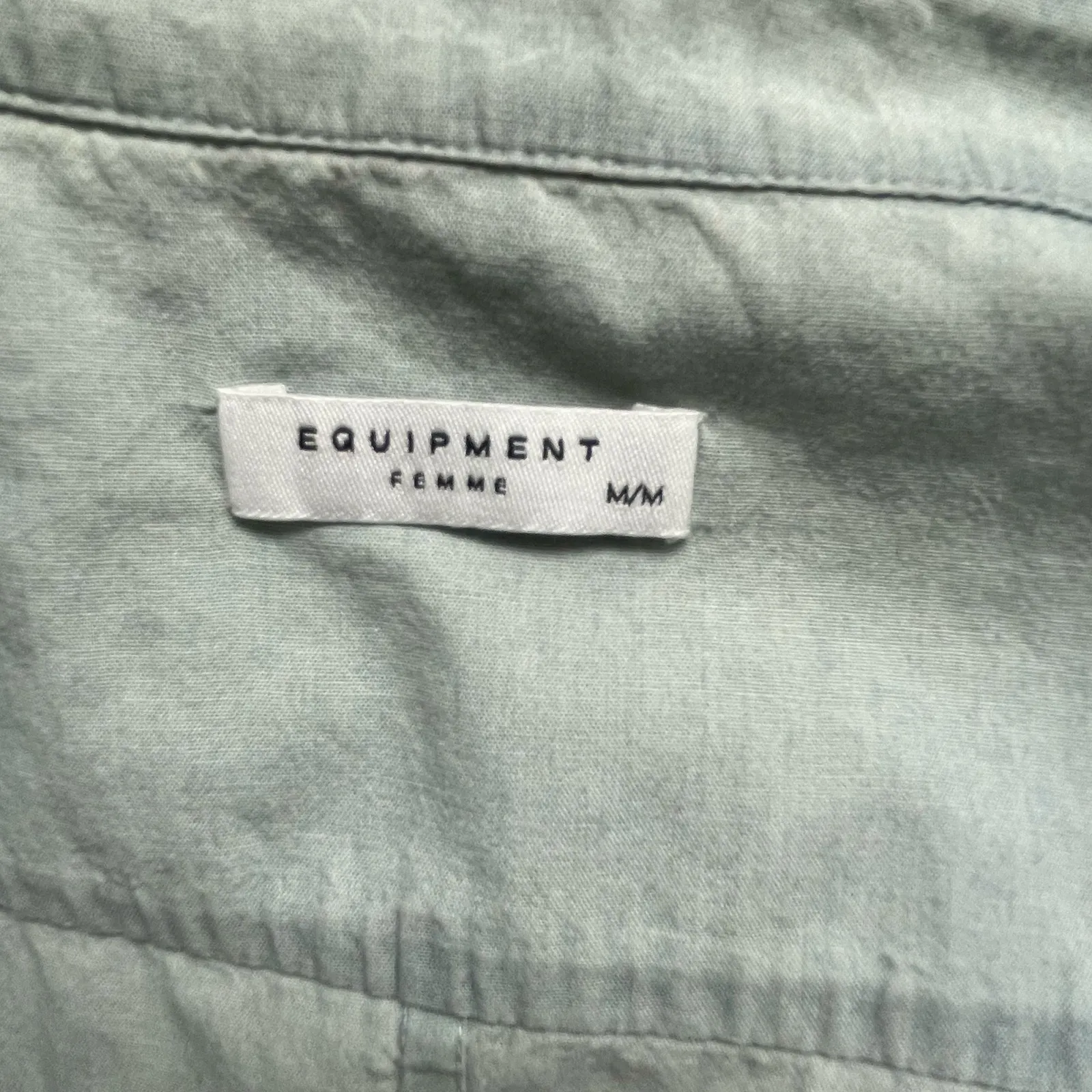 Equipment Femme Chambray Sleeveless Button Front Shirtdress Medium Dress Blue - Image 3