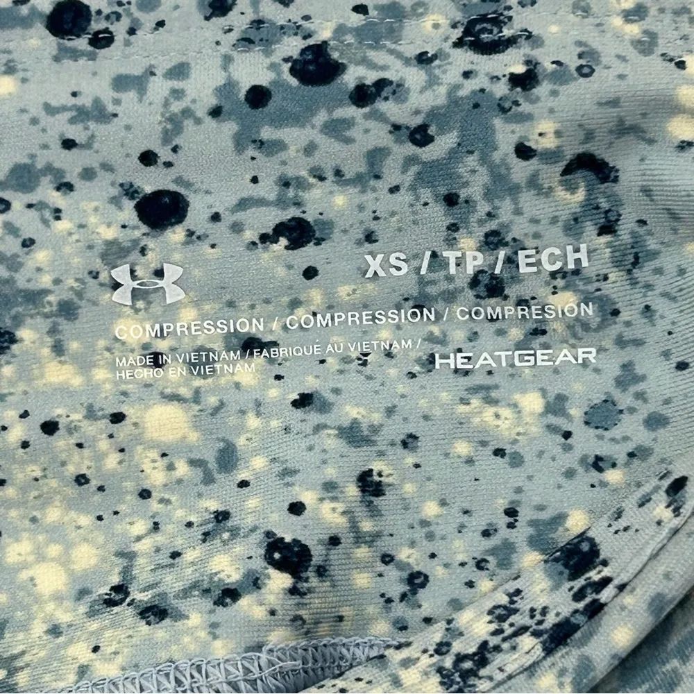 Under Armour Project Rock Compression Heatgear Blue Splatter Yoga Pants Women XS - Image 3