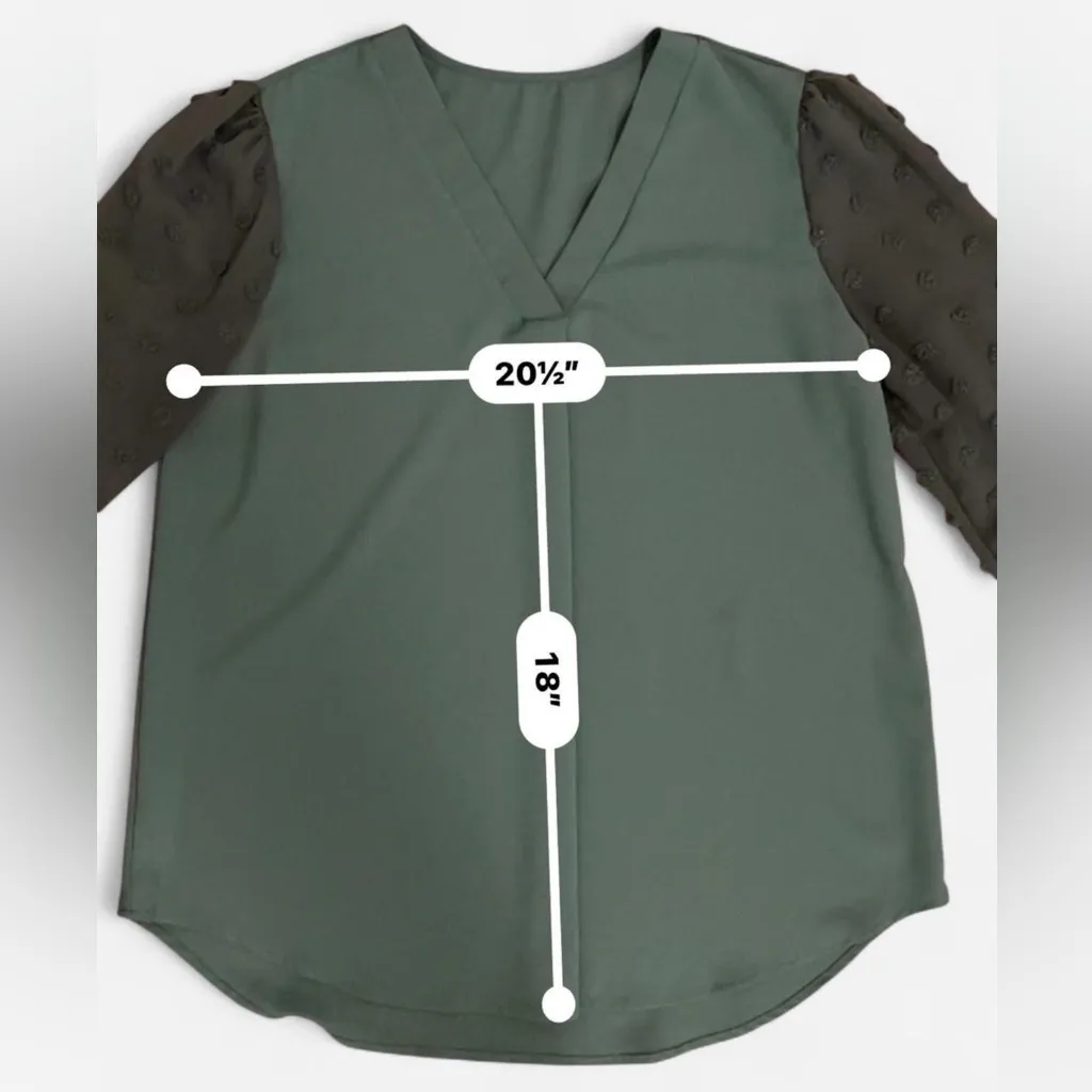 Emerald Green Sheer Sleeve Blouse with Pom Pom Detail | Size XL - Image 3