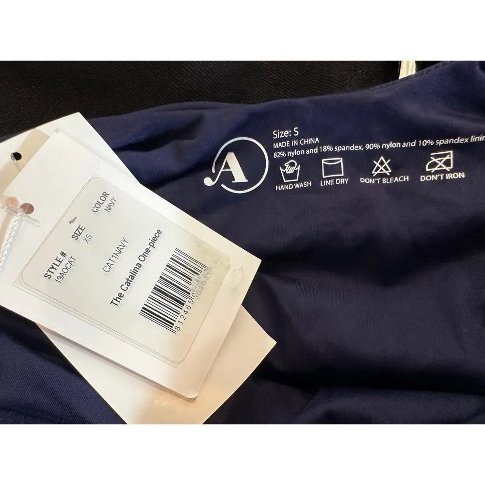 Andie Open Back The Catalina 1 Piece Swim suit Bathing Navy Blue S - Image 14