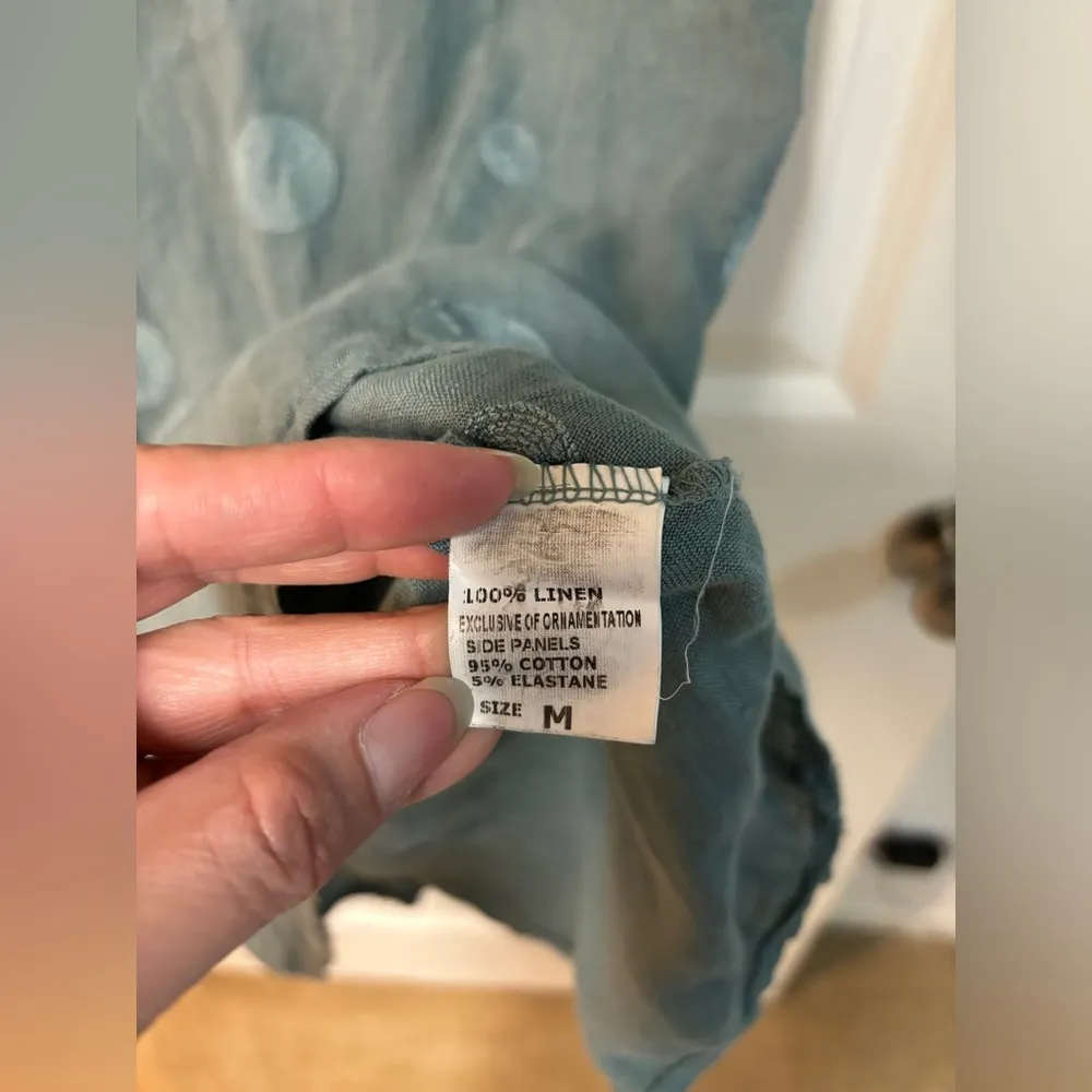 LINA TOMEI Linen Sleeveless Dress Color Sage Size M Green Size M - Image 8