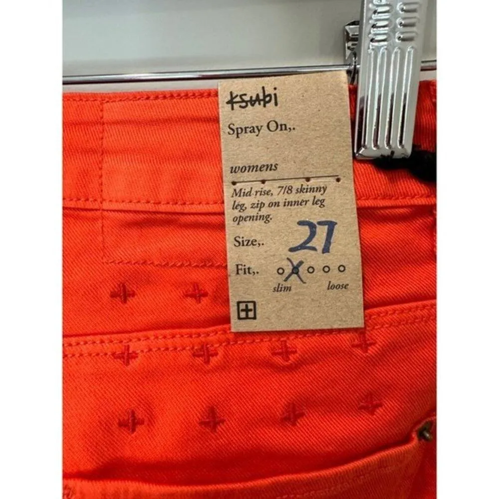 Ksubi Spray On Pop‎ Y2K Orange Skinny Jeans Ankle Zipper NWT 27 - Image 9