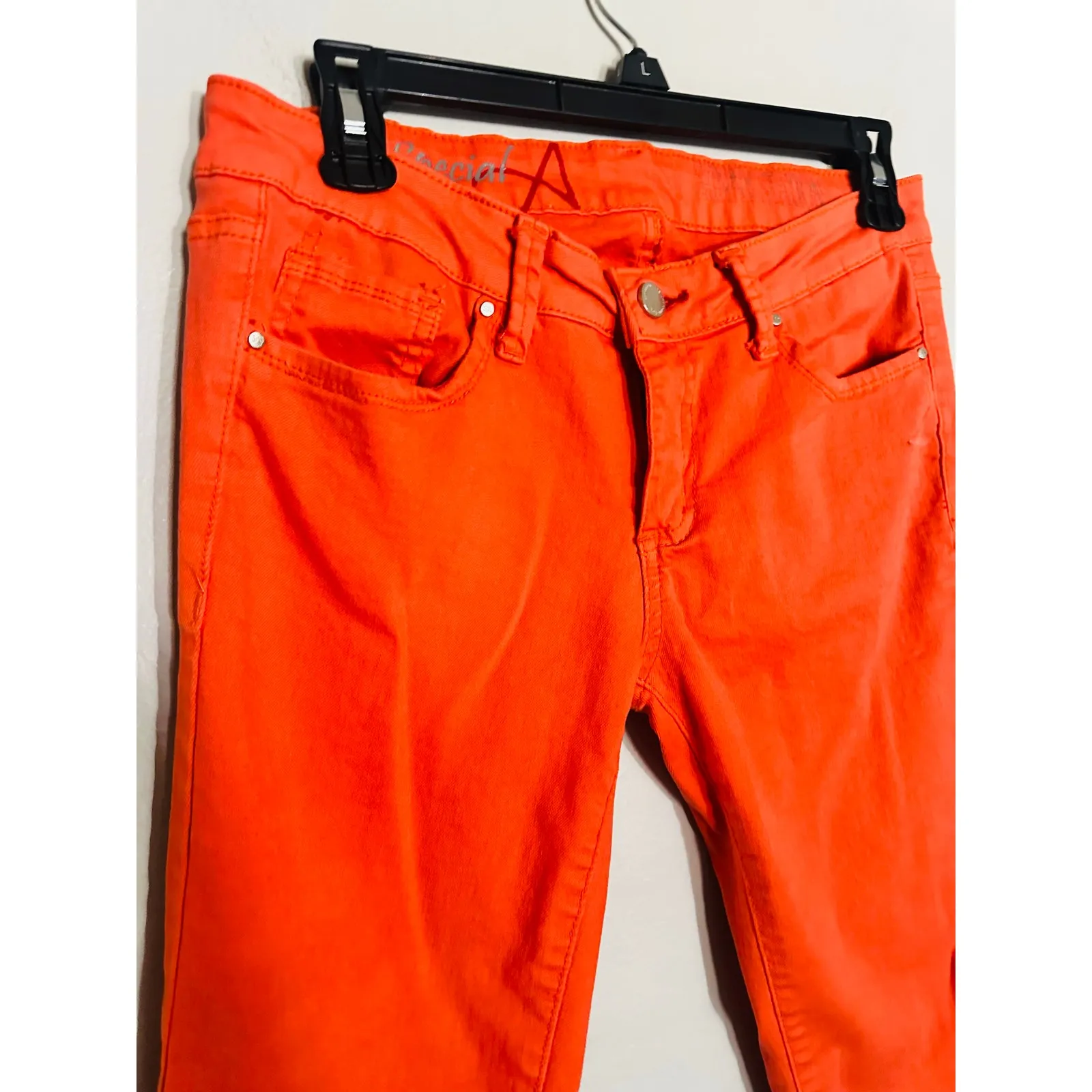 Vintage SPECIAL A Orange Cotton Spandex Blend Low Rise Skinny Jeans size 9 - Image 9