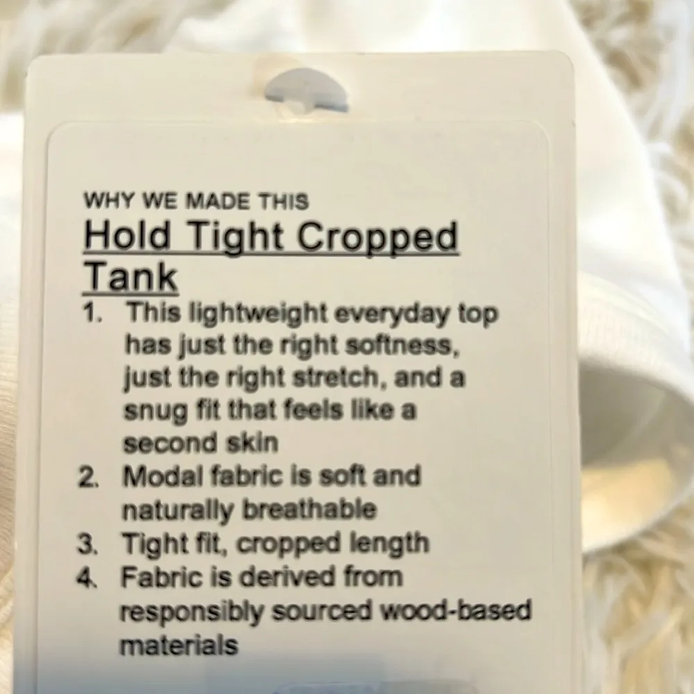 Lululemon Hold Tight Cropped Tank Color White Size 6 NWT - Image 7