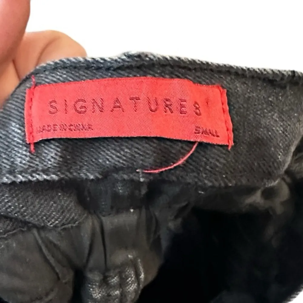 Signature8 Distressed Denim Mini‎ Skirt Black - Image 5