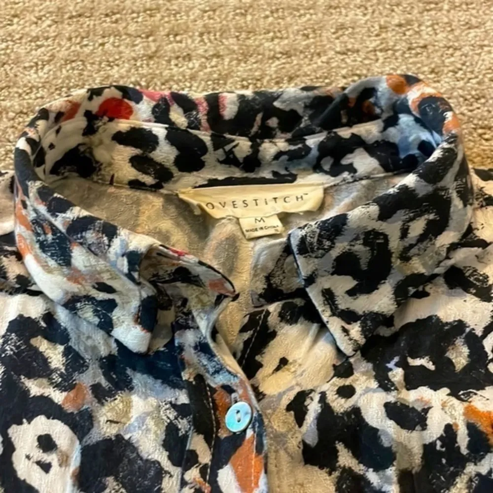 Lovestitch  Animal Print Short Sleeve Button Down Blouse - Image 4