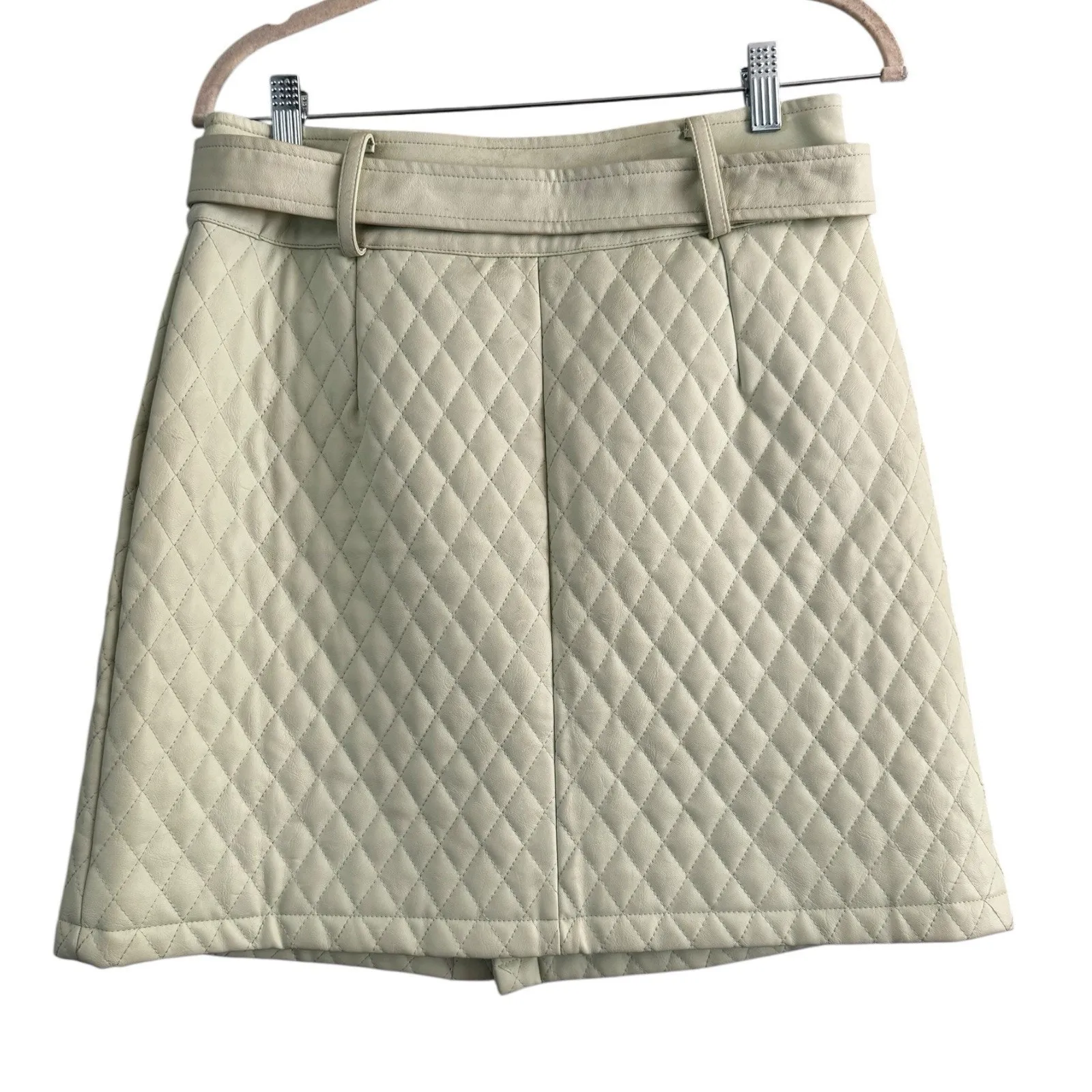 NWD House Of Sunny Mid Century Quilt Skirt Pistachio Green Vegan Leather Size 8 - Image 5