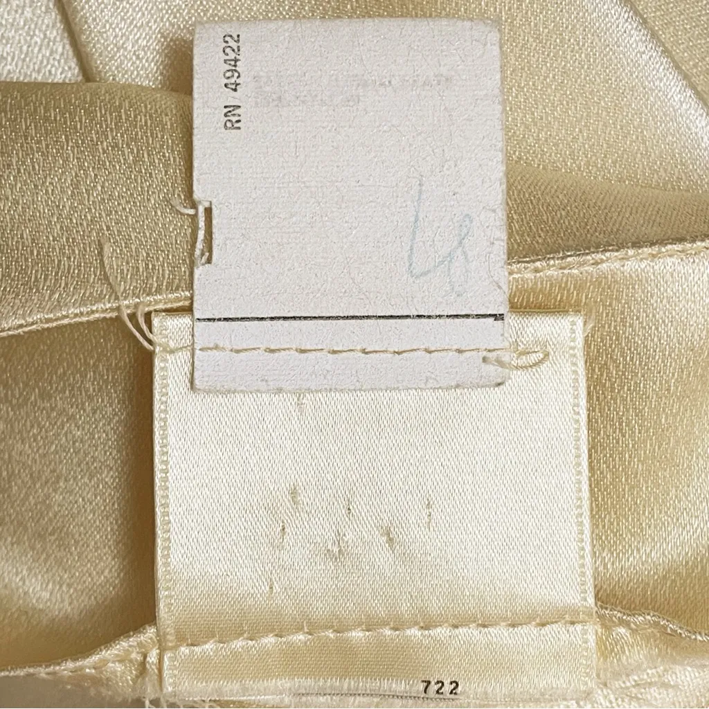 Vintage Jessica’s Gunnies Cream Silk Blouse Victorian Satin Pearl Buttons Small Pink - Image 15