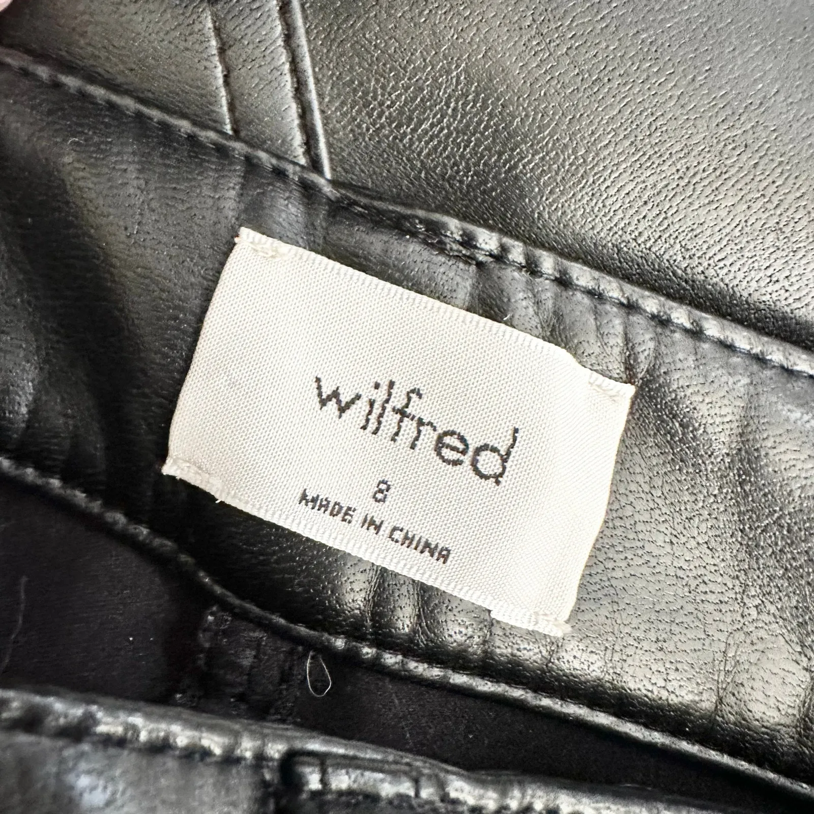 Wilfred Aritzia Rebel Black Faux Leather High Rise Straight Tapered Pants 8 - Image 9