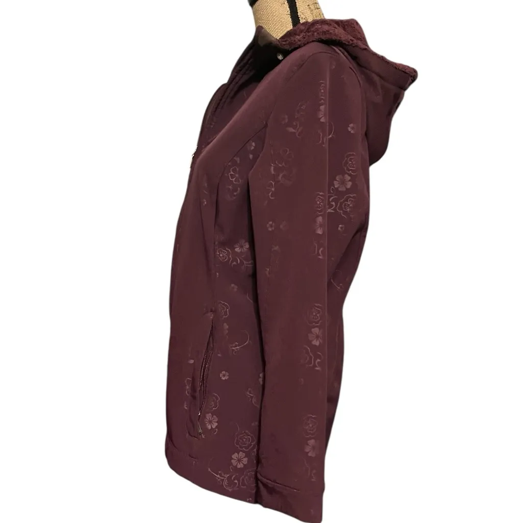 White Sierra Burgundy Hooded Jacket with Floral Detailing - Image 5